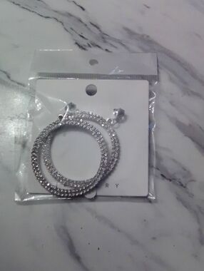 Silver Crystal Hoop Earrings - Women Jewelry